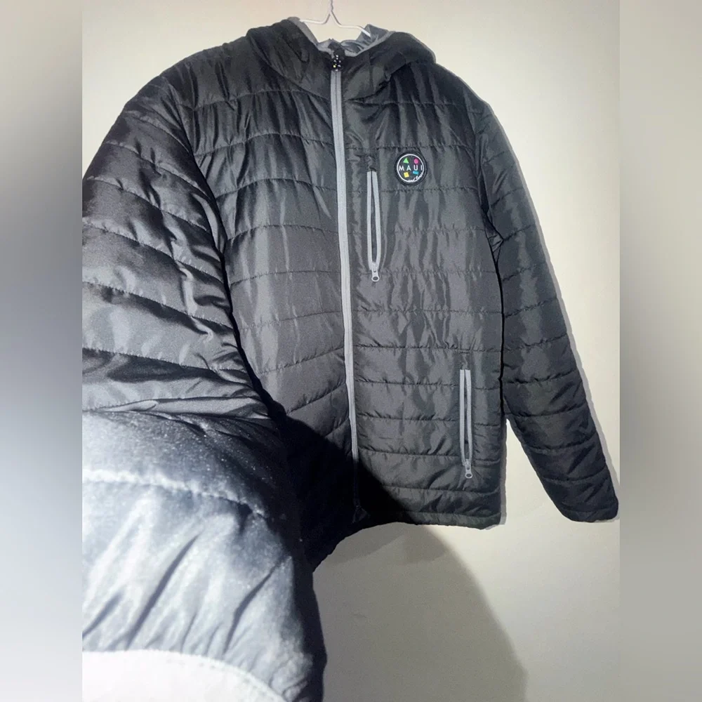 Maui and Sons Black Quilted Jacket with Logo
